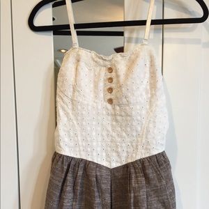 white lace peplum minidress w/ buttons